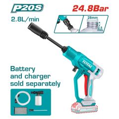 TOTAL ΠΛΥΣΤΙΚΟ ΥΨΗΛΗΣ ΠΙΕΣΗΣ ΜΠΑΤ. Li-ion 20V ΧΩΡΙΣ ΜΠΑΤΑΡΙΑ & ΦΟΡΤΙΣΤΗ TPWLI2036