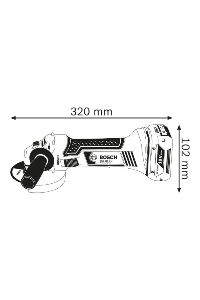 BOSCH ΓΩΝΙΑΚΟΣ ΤΡΟΧΟΣ ΜΠΑΤΑΡΙΑΣ PRO GWS 18V LI-ION SOLO 060193A308