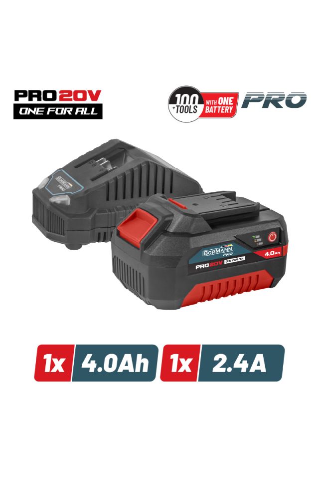 BORMANN PRO STARTER KIT 20V, ΜΠΑΤΑΡΙΑ 4.0AH & ΦΟΡΤΙΣΤΗΣ 2.4Α BBP9940 082224