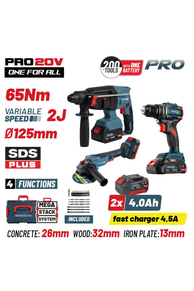 BORMANN PRO BBP5436X44T3CA ΣΕΤ COMPACT BRUSHLESS KΡΟΥΣΤΙΚΟ ΔΡΑΠ/ΒΙΔΟ & ΓΩΝΙΑΚΟΣ ΤΡΟΧΟΣ BRUSHLESS 085041