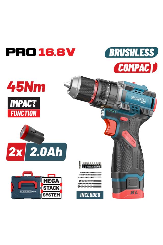  BORMANN PRO ΔΡΑΠΑΝΟΚΑΤΣΑΒΙΔΟ ΚΡΟΥΣΤΙΚΟ COMPACT,BRUSHLESS MΠΑΤΑΡΙΑΣ (2X2AH) BBP1645X22CA 085102