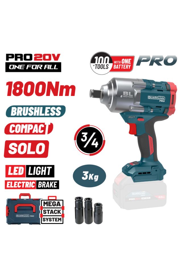 BORMANN PRO ΜΠΟΥΛΟΝΟΚΛΕΙΔΟ COMPACT, BRUSHLESS ΜΠΑΤΑΡΙΑΣ 20V BBP5456CA 085188