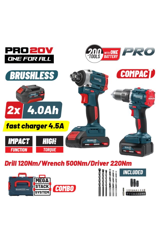 BORMANN PRO ΣΕΤ COMPACT BRUSHLESS ΚΡΟΥΣΤΙΚΟ ΔΡΑΠΑΝΟΚΑΤΣΑΒΙΔΟ & ΜΠΟΥΛΟΝΟΚΛΕΙΔΟ 2ΣΕ1 BBP5465X44T2CA 085263