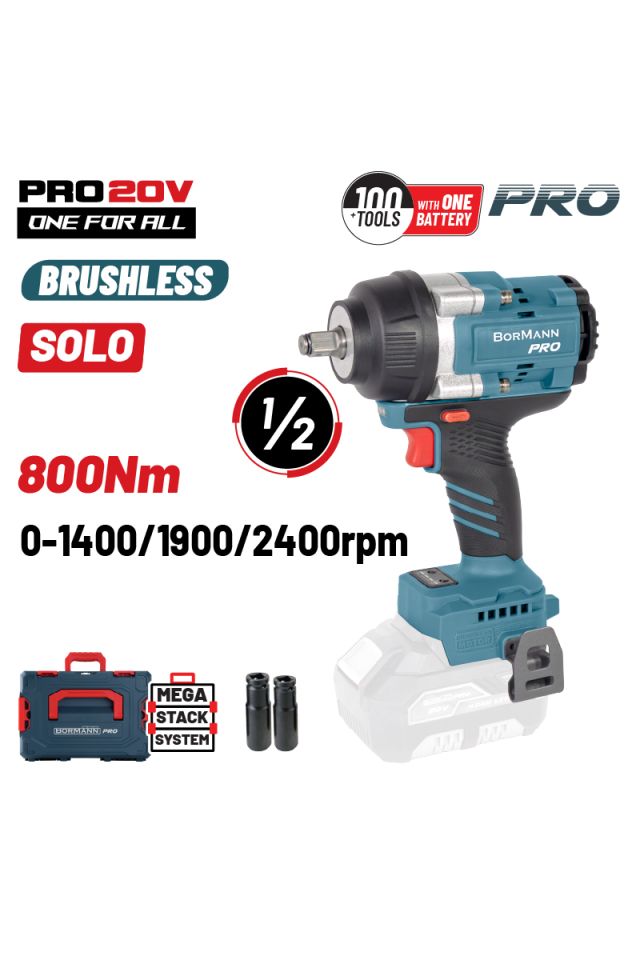 BORMANN PRO ΜΠΟΥΛΟΝΟΚΛΕΙΔΟ,BRUSHLESS MΠΑΤΑΡΙΑΣ 20V,LI-ION (ΜΟΝΟ ΣΩΜΑ) BBP5387CA 085621