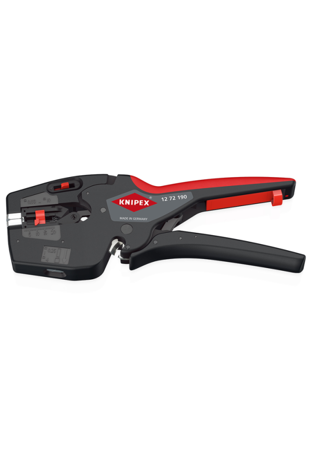 KNIPEX ΗΛΕΚΤΡΟΛΟΓΙΚΟΣ ΑΠΟΓΥΜΝΩΤΗΣ ΚΑΛΩΔΙΩΝ 3 ΣΕ 1ΜΕ ΚΟΦΤΗ & ΠΡΕΣΑ 190mm NexStrip 1272190SB