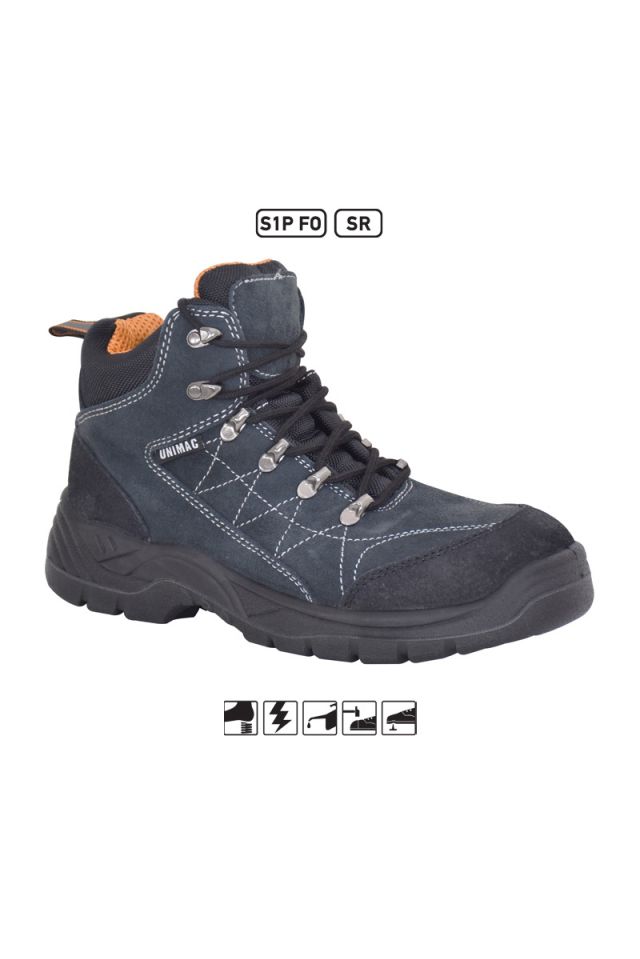 UNIMAC ΜΠΟΤΑΚΙΑ S1P FO, SR ΜΑΥΡΑ/ΓΚΡΙ SUEDE (ΜΕΓ.40-46)
