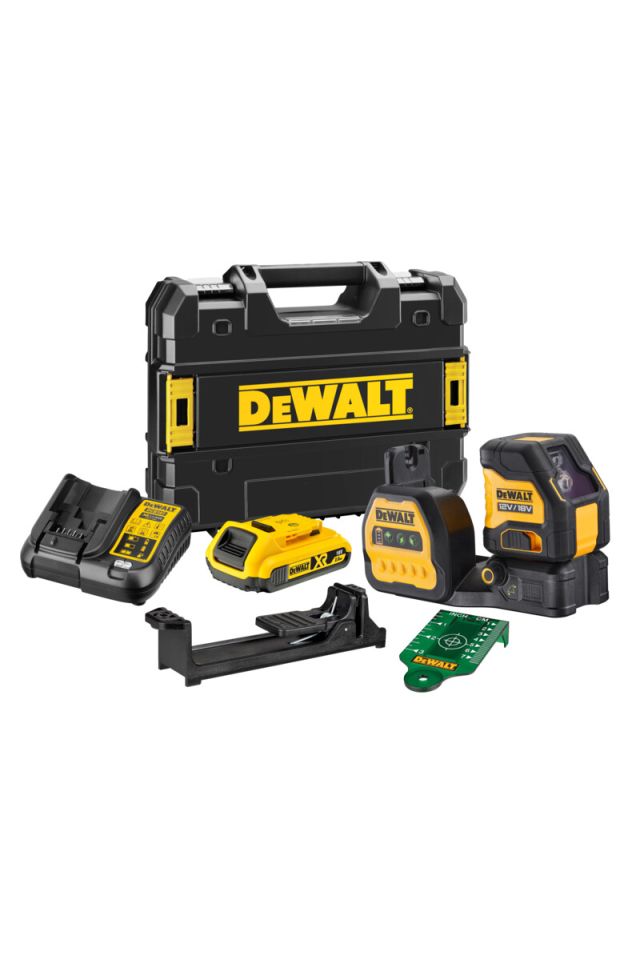 DEWALT ΛΕΪΖΕΡ ΣΤΑΥΡΟΥ ΑΥΤΟΑΛΦΑΔΙΑΖΟΜΕΝΟ ΠΡΑΣΙΝΗΣ ΠΡΟΒΟΛΗΣ ΜΠΑΤΑΡΙΑΣ 12/18V Li-Ion (1x2.0Ah) DCE088D1G18-QW