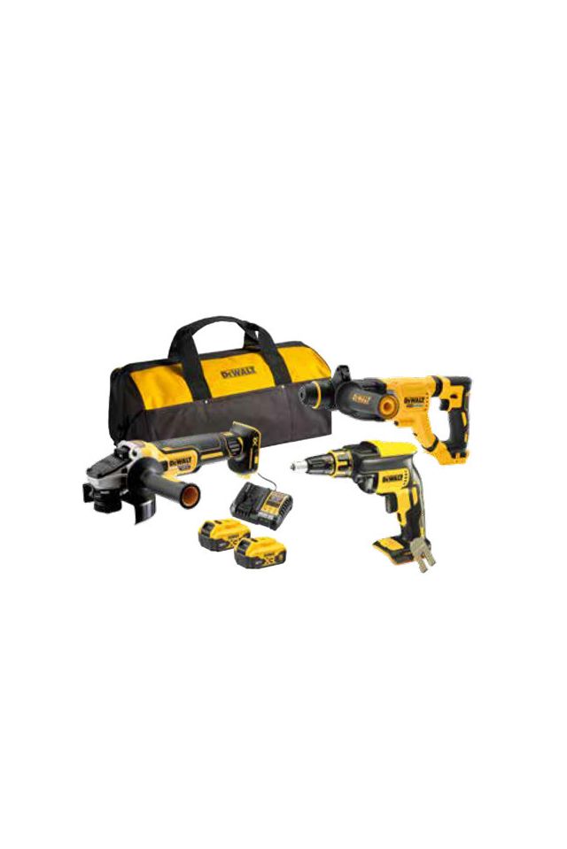 DEWALT ΣΕΤ ΚΡΟΥΣΤΙΚΟ ΣΚΑΠΤΙΚΟ, ΓΩΝΙΑΚΟΣ ΤΡΟΧΟΣ ΚΑΙ ΚΑΤΣΑΒΙΔΙ ΓΥΨΟΣΑΝΙΔΑΣ 18V (2X5.0AH) ΑΠΟ ΤΗΝ DEWALT DCK366P2-QW