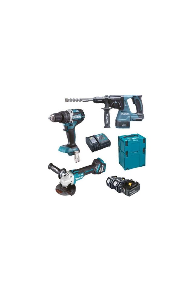 MAKITA ΣΕΤ ΕΡΓΑΛΕΙΩΝ DGA504 + DHP484 + DHR243 + 2ΜΠΑΤΑΡΙΕΣ + ΦΟΡΤΙΣΤΗ + 2 ΒΑΛΙΤΣΕΣ MAKPAC DLX3196JX1