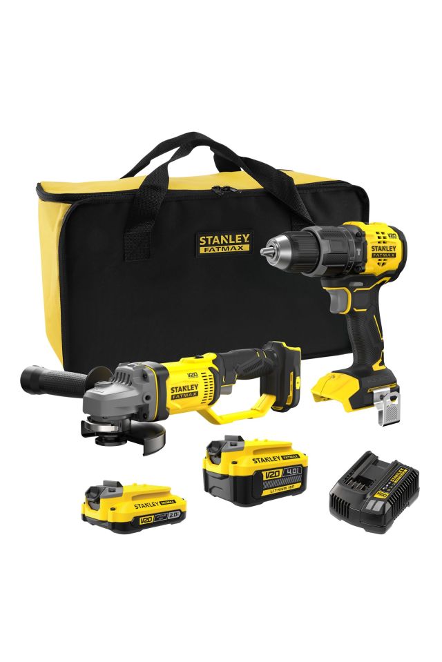STANLEY BRUSHLESS ΚΡΟΥΣΤΙΚΟ ΔΡΑΠΑΝΟΚΑΤΣΑΒΙΔΟ & ΓΩΝΙΑΚΟΣ ΤΡΟΧΟΣ (1X2AH+1X 4AH) SFMCK208MDS-QW