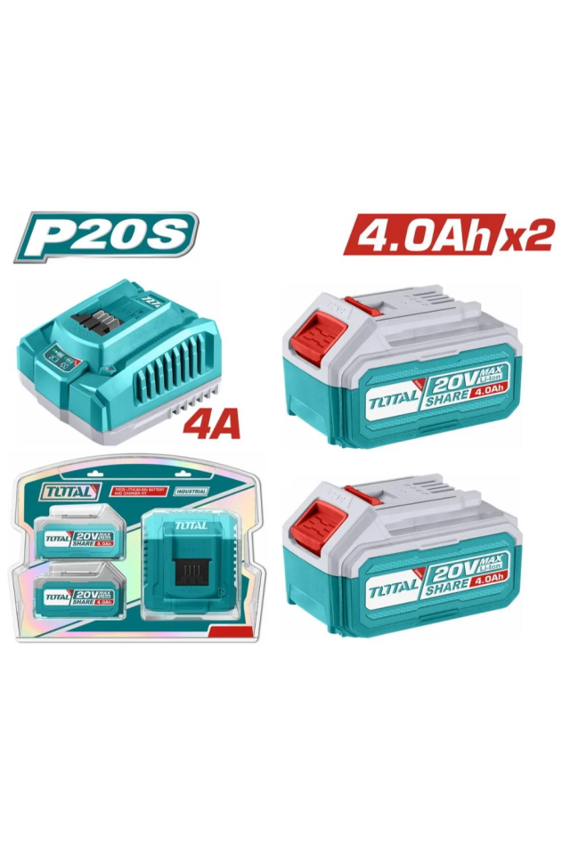 TOTAL ΕΠΑΓΓ. ΣΕΤ 2τεμ ΜΠΑΤ. Li-ion 20V/4Ah + 1τεμ ΤΑΧΥΦΟΡΤΙΣΤΗΣ TFBCPK1424E