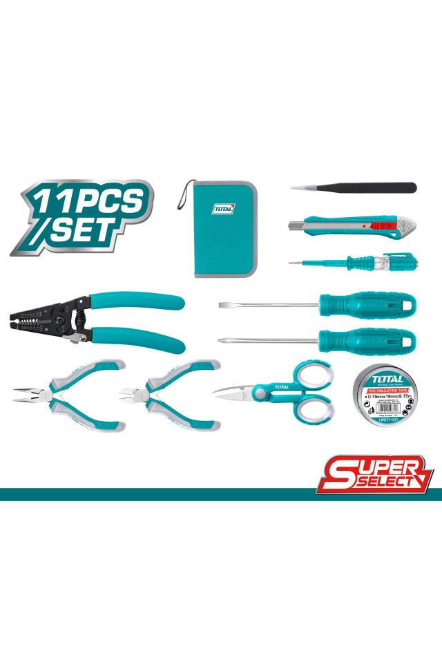 TOTAL ΚΑΣΕΤΙΝΑ ΕΡΓΑΛΕΙΩΝ ΗΛΕΚΤΡΟΛΟΓΟΥ 11ΤΕΜ SUPER SELECT TKETS0111