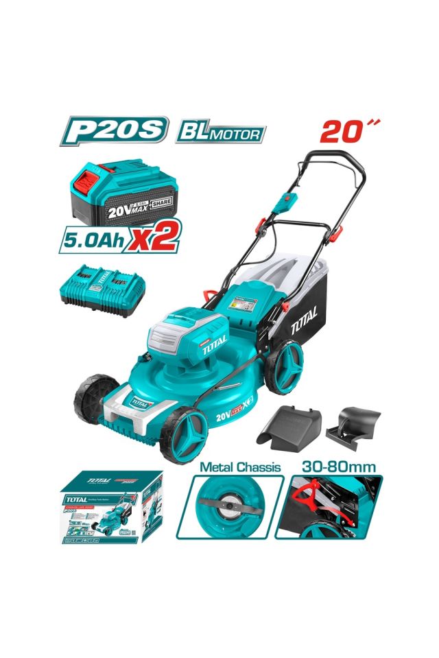 TOTAL ΕΠΑΓΓΕΛΜΑΤΙΚΗ ΜΗΧΑΝΗ ΓΚΑΖΟΝ ΜΠΑΤ. Li-ion 2X20V / 51cm TLMLI20202