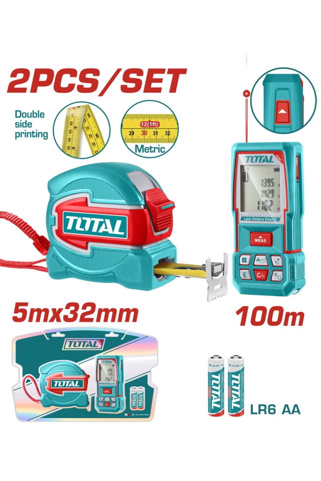 TOTAL ΕΠΑΓΓ. ΣΕΤ ΜΕΤΡΗΤΗΣ ΑΠΟΣΤ. LASER 100m 2ΤΕΜ TOS250902M