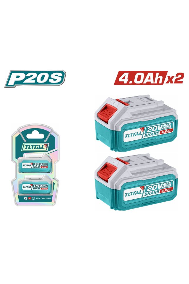 TOTAL ΕΠΑΓΓΕΜΠΑΤΙΚΟ ΣΕΤ 2τεμ ΜΠΑΤ. TFBLI2002 Li-ion 20V / 4Ah TOSLI240312E