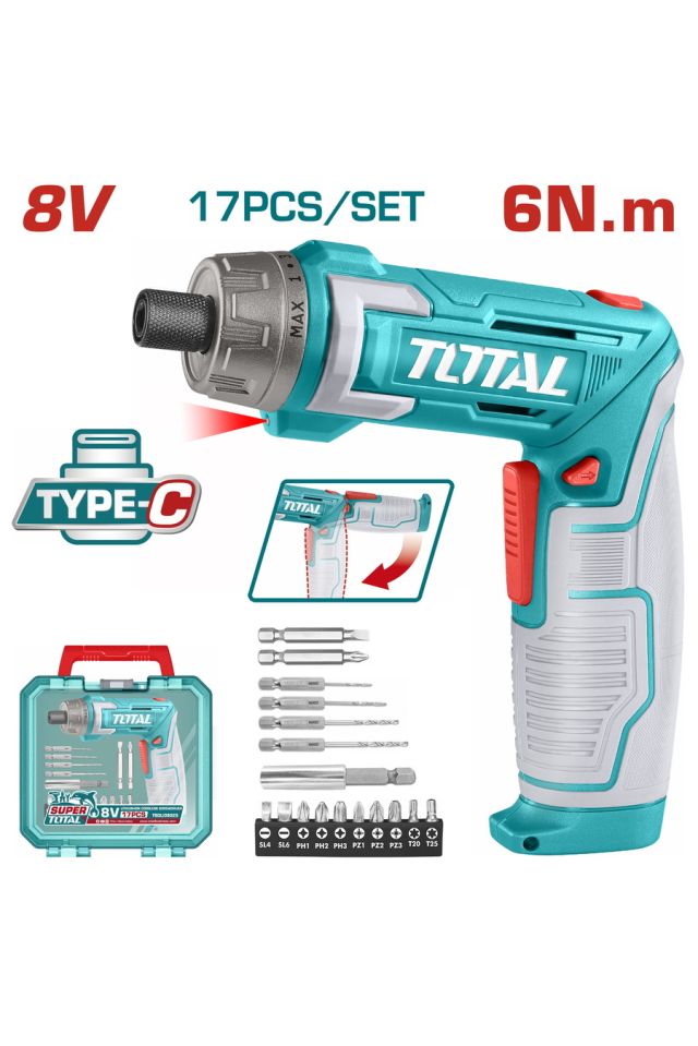 TOTAL ΕΠΑΓΓ. ΚΑΤΣΑΒΙΔΙ ΜΠΑΤ. Li-ion 8V / 1.5Ah Type-C TSDLI08025