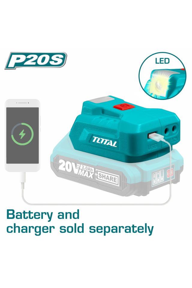 TOTAL ΦΟΡΤΙΣΤΗΣ USB-A 20V Li-Ion Powerbank SOLO TUCLI2022