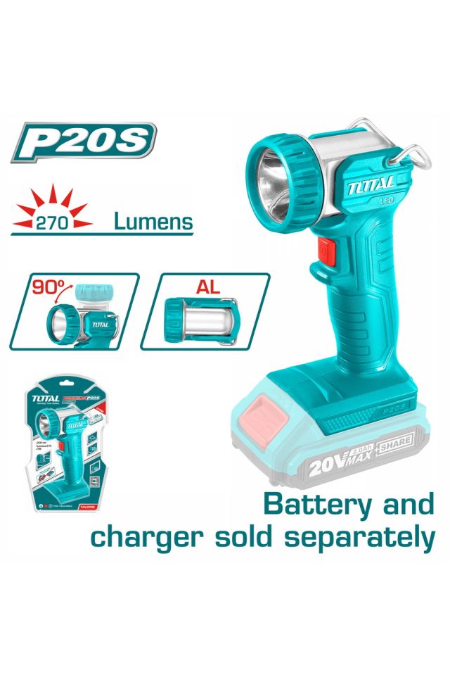 TOTAL ΕΠΑΓΓ. ΦΑΚΟΣ ΜΠΑΤ. Li-ion 20V / 5W ΧΩΡΙΣ ΜΠΑΤΑΡΙΑ & ΦΟΡΤΙΣΤΗ TWLI2038