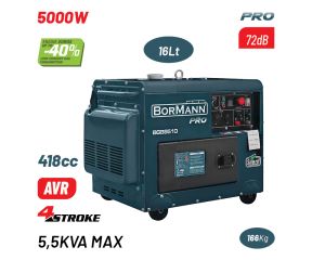 BORMANN PRO BGB9510 ΓΕΝΝΗΤΡΙΑ ΠΕΤΡΕΛΑΙΟΥ ΣΥΝΕΧ. ΑΠΟΔΟΣΗ 5000W,418CC,ΜΙΖΑ,72DB,ΠΡΙΖΑ ATS 086246
