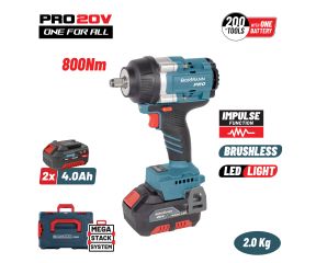 BORMANN PRO ΜΠΟΥΛΟΝΟΚΛΕΙΔΟ BRUSHLESS MΠΑΤΑΡΙΑΣ 20V (2X4AH) 800NM BBP5388X44CΑ 088585