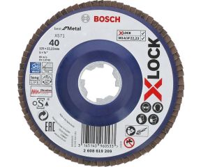 BOSCH ΔΙΣΚΟΣ ΜΕ ΦΥΛΛΑ X-LOCK X571 BEST FOR METAL 125MM K40 2608619209