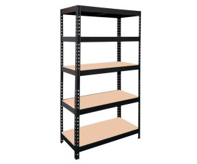 BULLE ΡΑΦΙΕΡΑ ΜΕΤΑΛΛΙΚΗ 90x40x180cm ΜΑΥΡΗ, 210kg 5 ΡΑΦΙΑ MDF 610425