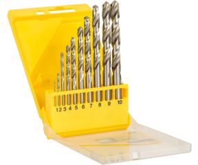 DEWALT ΣΕΤ 10 ΤΕΜ TPYΠANIA HSS-G ΔIATPHΣHΣ METAΛΛOY ΣΕ ΚΑΣΕΤΙΝΑ 1,2,3,4,5,6,7,8,9,10mm DT5921-QZ