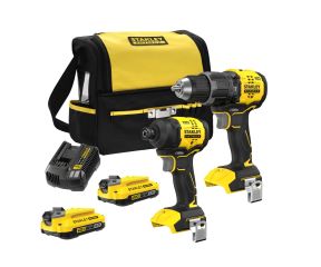 STANLEY FATMAX V20 BRUSHLESS COMBO KIT ΚΡΟΥΣΤΙΚΟ ΔΡΑΠΑΝΟΚΑΤΣΑΒΙΔΟ ΚΑΙ ΠΑΛΜΙΚΟ ΚΑΤΣΑΒΙΔΙ 18V (2X2AH) SFMCK201D2S-QW