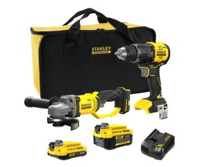 STANLEY BRUSHLESS ΚΡΟΥΣΤΙΚΟ ΔΡΑΠΑΝΟΚΑΤΣΑΒΙΔΟ & ΓΩΝΙΑΚΟΣ ΤΡΟΧΟΣ (1X2AH+1X 4AH) SFMCK208MDS-QW