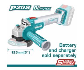 TOTAL ΕΠΑΓΓ. ΓΩΝΙΑΚΟΣ ΤΡΟΧΟΣ ΜΠΑΤ. Li-ion 20V / 125mm ΧΩΡΙΣ ΜΠΑΤΑΡΙΑ & ΦΟΡΤΙΣΤΗ TAGLI201258