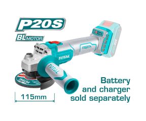 TOTAL ΓΩΝΙΑΚΟΣ ΛΕΙΑΝΤΗΡΑΣ ΜΠΑΤΑΡΙΑΣ ΛΙΘΙΟΥ 20V / 115mm ΧΩΡΙΣ ΜΠΑΤΑΡΙΑ & ΦΟΡΤΙΣΤΗ SUPER SELECT TAGLI201158