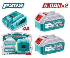 TOTAL ΕΠΑΓΓ. ΣΕΤ 2τεμ ΜΠΑΤ. Li-ion 20V/5Ah + 1τεμ ΤΑΧΥΦΟΡΤΙΣΤΗΣ TFBCPK2513E