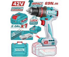 TOTAL ΕΠΑΓΓ. ΔΡΑΠ/ΒΙΔΟ ΚΡΟΥΣΤΙΚΟ ΜΠΑΤ. Li-ion 42V / 2Ah / 69Nm / 1 ΜΠΑΤ BL Motor TIDLI426981E