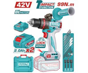 TOTAL ΕΠΑΓΓ. ΔΡΑΠ/ΒΙΔΟ ΚΡΟΥΣΤΙΚΟ ΜΠΑΤ. Li-ion 42V / 2Ah / 99Nm / 2 ΜΠΑΤ BL Motor TIDLI429982E