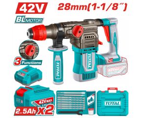 TOTAL ΕΠΑΓΓ ΣΕΤ ΠΝΕΥΜΑΤΙΚΟ ΠΙΣΤΟΛΕΤΟ ΜΠΑΤ. Li-ion 42V / 28mm/ 2.5Ah / 2 ΜΠΑΤ BL Motor TRHLI422882E