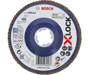 BOSCH ΔΙΣΚΟΣ ΜΕ ΦΥΛΛΑ X-LOCK X571 BEST FOR METAL 125MM K40 2608619209
