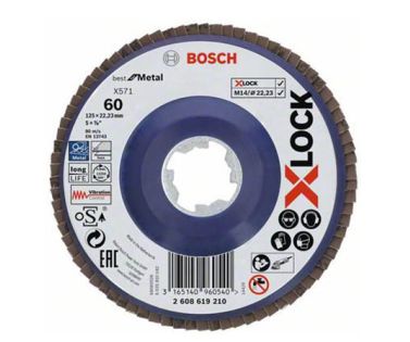 BOSCH ΔΙΣΚΟΣ ΜΕ ΦΥΛΛΑ X-LOCK X571 BEST FOR METAL 125MM G60 2608619210
