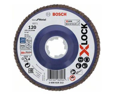 BOSCH ΔΙΣΚΟΣ ΜΕ ΦΥΛΛΑ X-LOCK X571 BEST FOR METAL 125MM K120 2608619212